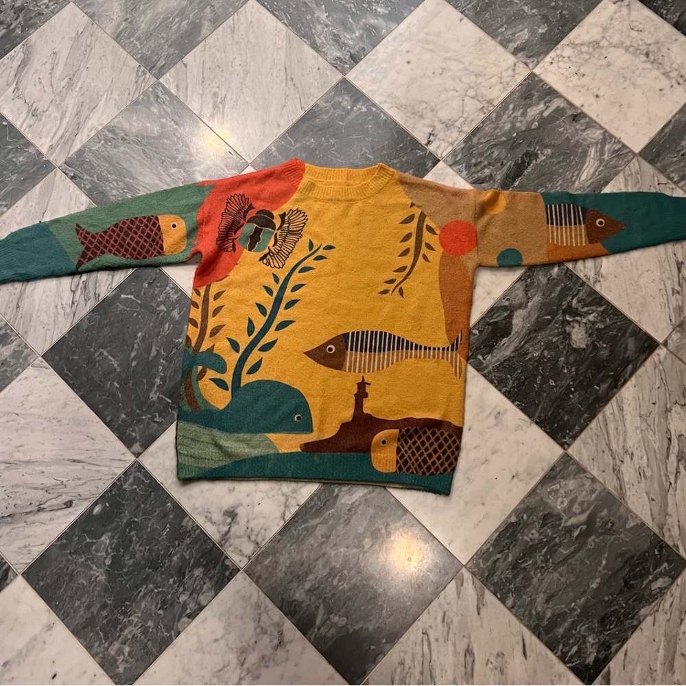 Colorful Fish Pattern Wool Sweater